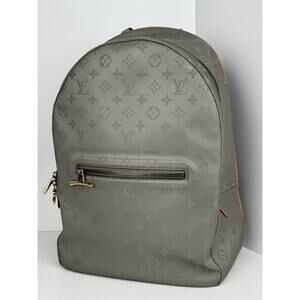Louis Vuitton Monogram Gray Nylon Backpack Gold Hardware R-1